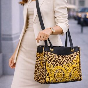 Versace Yellow and Black Baroque Tote